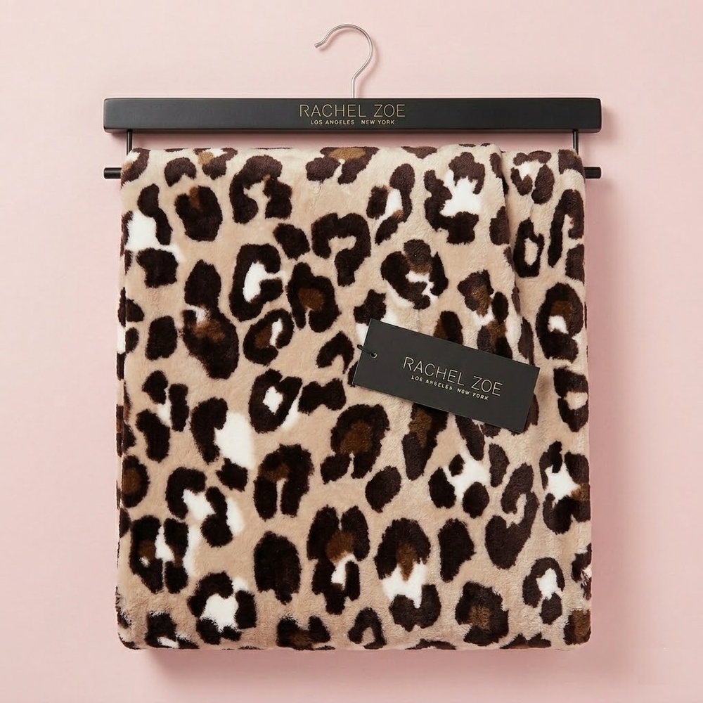 NWT Rachel Zoe Leopard Animal Print Decorative Throw Blanket